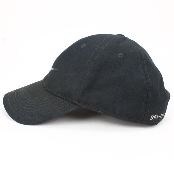 Nike Legacy91 Dri-Fit Black Hat Strapback Athletic Cap Black Swoosh Logo - Picture 3 of 8